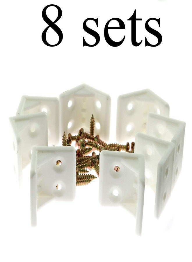 رولينج 8 قطع من دعامات زاوية بلاستيكية على شكل حرف L بأربعة ثقوب، دعامات زاوية قائمة للأثاث، مع براغي تثبيت غاطسة، ملحقات تركيب لدعم الرفوف، 2.8 × 2.8 سم، لون أبيض - Image 2